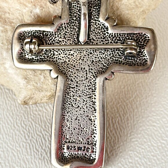 Western Necklace, Sterling Cross Necklace, Spiny Oyster Necklace - Picture 8 of 9